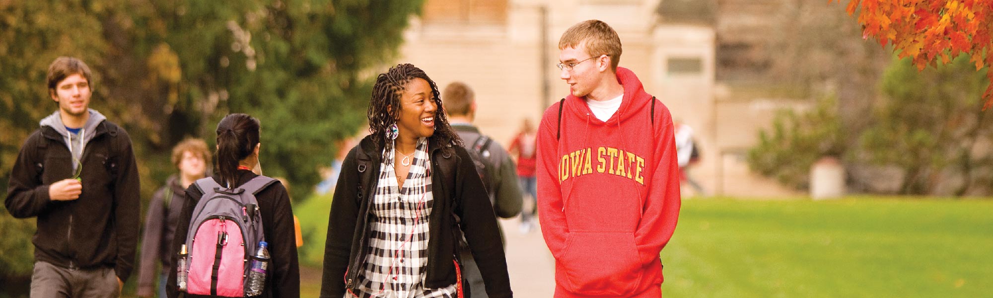 studnets walking on campus