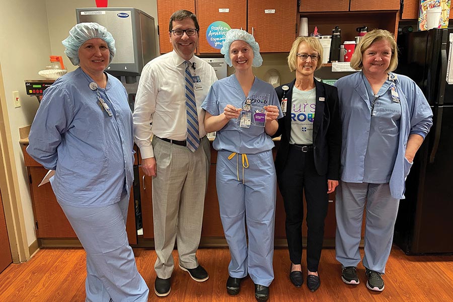 David Stark with members of a surgical team who received recognition during Nurses’ Week